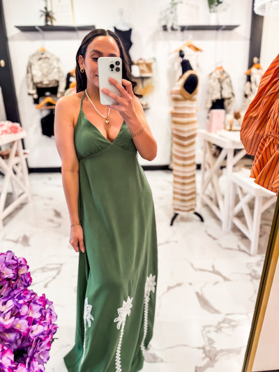 Havana Days Halter Maxi Dress (Olive)