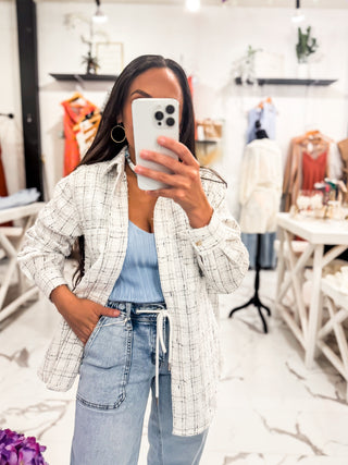 Falling for Tweed Shacket (White)