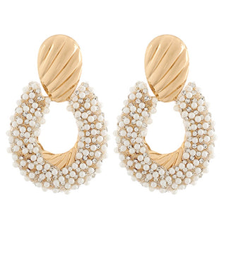 Ariana Pearl Earrings (Cream/Gold)
