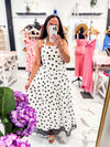 Tea & Dots Halter Midi Dress (Cream)