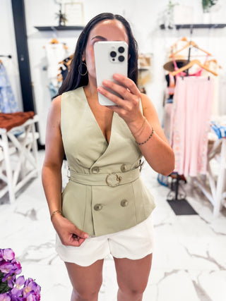 En Saison Double Breast Vest in Green