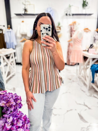 Colorful Stripe Flare Tank 
