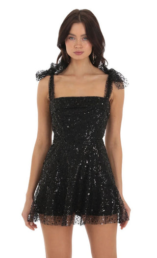 Evermore Sequin Mini Dress (Black)
