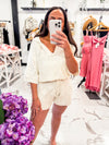 Toes In The Sand Oversized Knit Top Cream