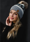 Ski Club Printed Pom Beanie (Gray)