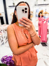 Front Buttons Sleeveless Orange Vest