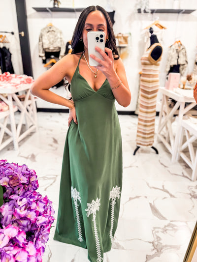 Havana Days Halter Maxi Dress (Olive)