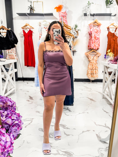 The Pierre Lace Slip Dress (Violet)