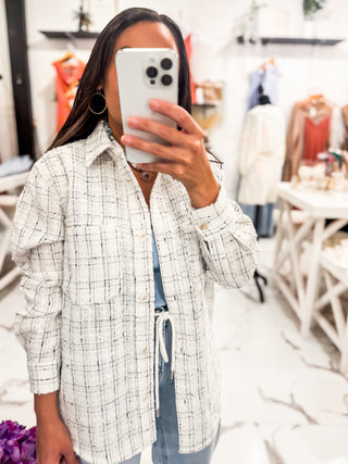 Falling for Tweed Shacket (White)