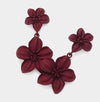 Leila Hibiscus Drop Earrings (Wine)