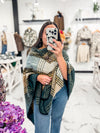 Bella V Boutique Giving Me Chills Plaid Poncho (Green)