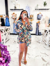 Living Life In Full Bloom Shirt Romper (Blue)