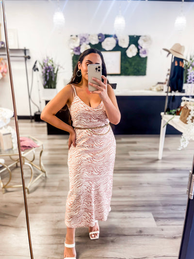 Finding Your Passion Slip Dress (Mauve/Cream)