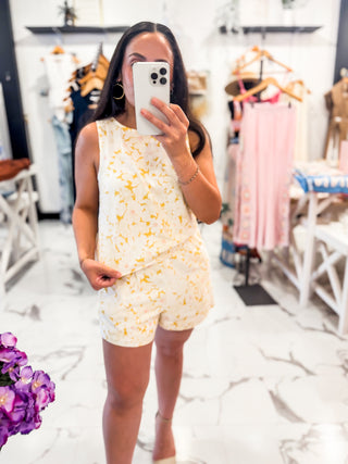 Lemon Meringue Floral Shorts Set (Yellow)