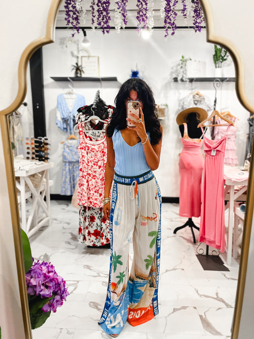 Paradise Inn Printed Wide Leg Pants (Multi)
