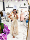 floral jacquard ivory dress