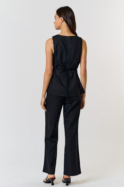 Cool Girl Vibes Linen Set (Black)