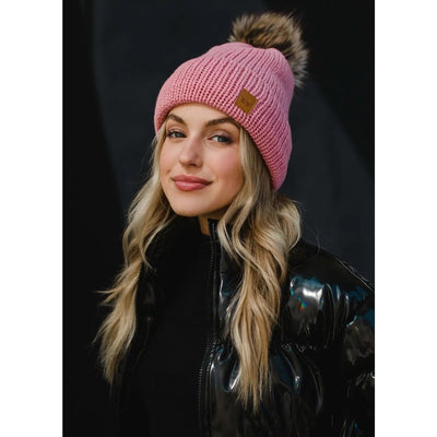 Peppermint Pom Beanie (Pink)