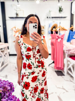 Red Rose White Dress