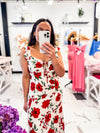 Red Rose White Dress