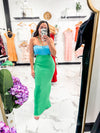 Coastal Babe Bandeau Dress (Green/Blue)