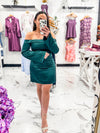 First Dance Satin Mini Dress (Emerald)