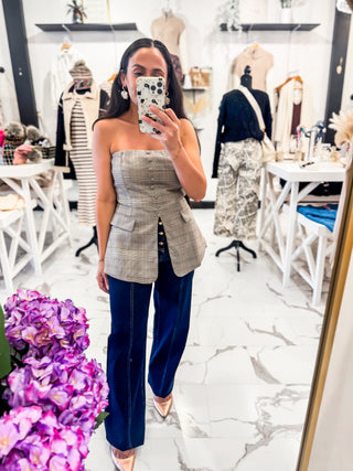 Strapless Long Front Buttons Top 