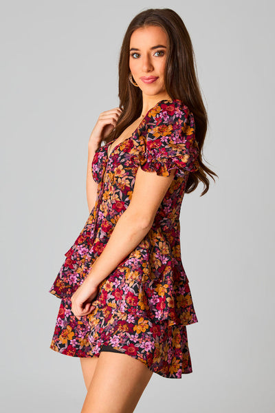 Tammy Ruffle Mini Dress (Forbidden) - Buddy Love
