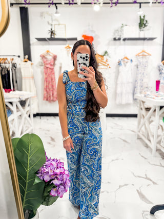 Destin Paisley Pants Set (Blue)