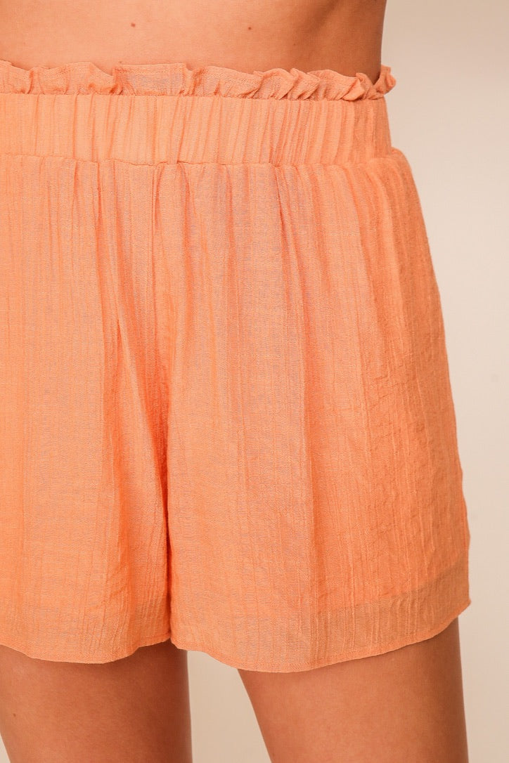 Soak In The Sun Linen Shorts (Apricot)