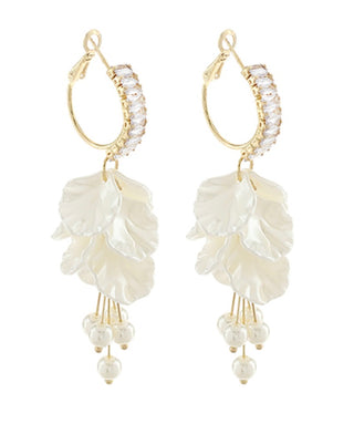 Charlie Chandelier Hoop Earrings (Cream/Gold)