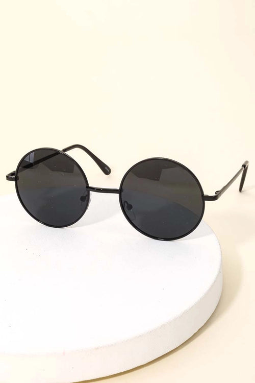 Bella V Boutique Retro Circle Black Sunglasses