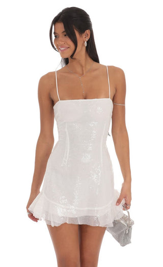 Made In Heaven Sequin Mini Dress (White)