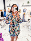 Living Life In Full Bloom Shirt Romper (Blue)