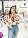 Bella V Boutique Love Galore Long Sleeve Top (Coconut/Burgundy)