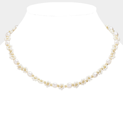 Perla Beaded Necklace (White)