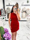 Bella V Boutique A Little Bit Of Love Suede Mini Dress (Red)