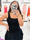 Never Disappoints Bubble Hem Dress (Black)