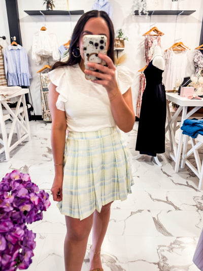 Market Day Plated Skirt (Yellow/Blue)