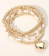 Gwendolyn Heart Charm Beaded Bracelets (Gold)