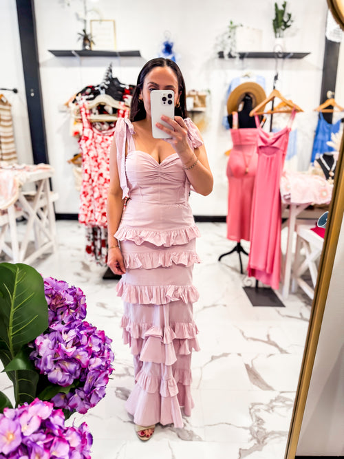 Belle Of The Blush Ruffle Skirt Set (Light Mauve)