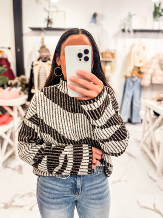 All Bundled Up Graphic Sweater (Black/White)