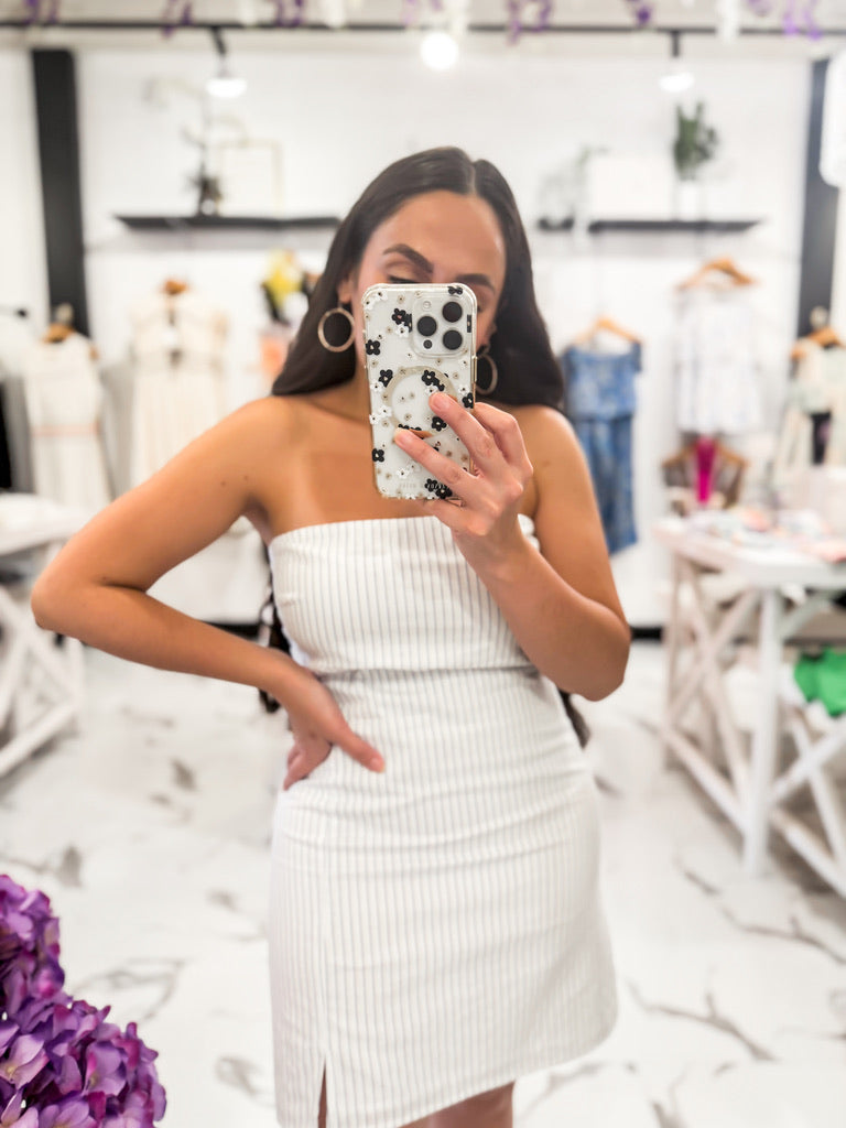 Sagamore Weekends Smocked Striped Dress (White/Blue)