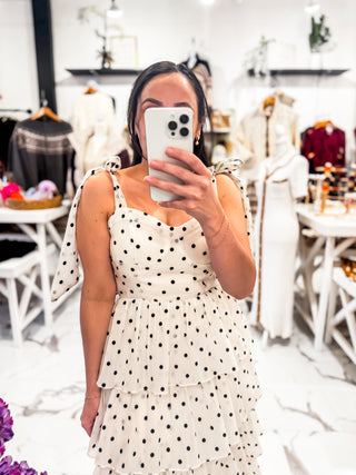 Promise Me Polka Dot Midi Dress (Off White)