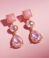 Isabella Teardrop Stone Earrings (Pink)