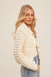 Neutral Girly Scalloped Knit Cardigan (Natural)