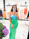 Coastal Babe Bandeau Dress (Green/Blue)