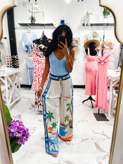 Paradise Inn Printed Wide Leg Pants (Multi)
