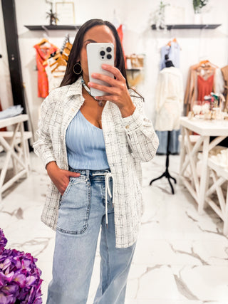 Falling for Tweed Shacket (White)