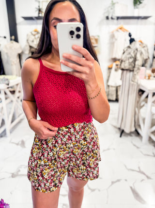 Keep It Cute Crochet Top (Fuchsia)